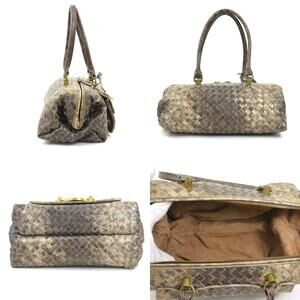 Bottega Veneta leather handbag python brown